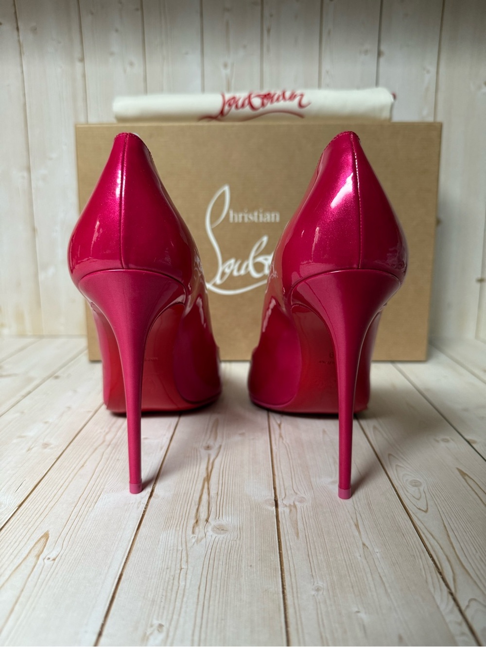 Christian Louboutin Hot Chick Patent Leather Pump Pinup Pink Sz 39 / 9 - Picture 11 of 13